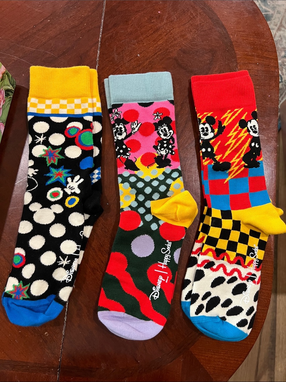 Disney Colorful Graphic Crew Socks - Mickey & Polka Dot Designs Happy Socks #741
